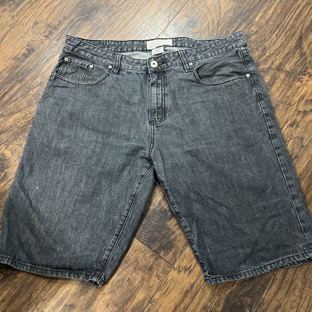 Ecko Unlimited Denim Shorts Mens 40 Baggy Relaxed Fit Washed Black Y2K